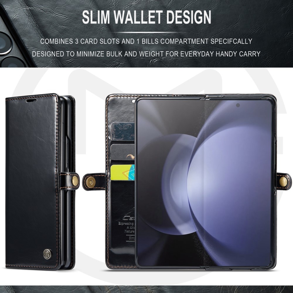 Leather Wallet Samsung Galaxy Z Fold 5 musta