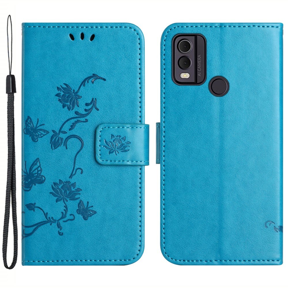 Nahkakotelo Perhonen  Nokia C22 Sininen