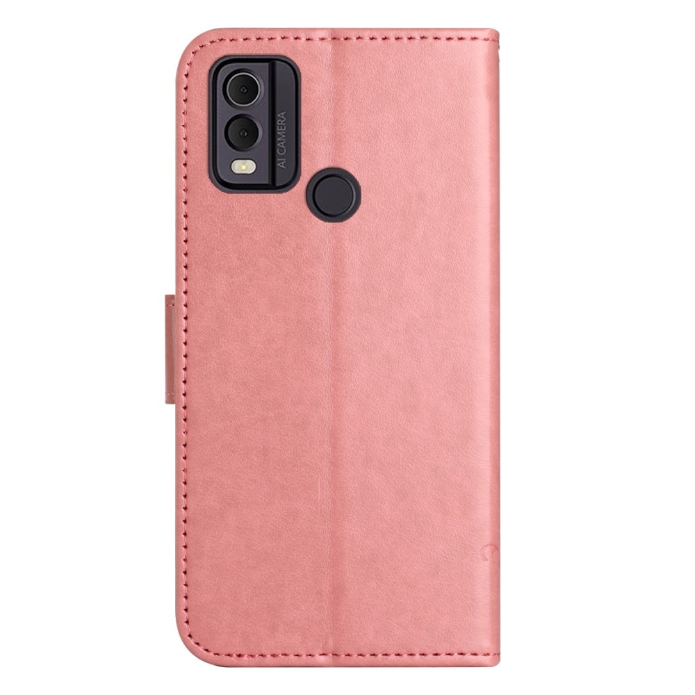 Nahkakotelo Perhonen Nokia C22 vaaleanpunainen