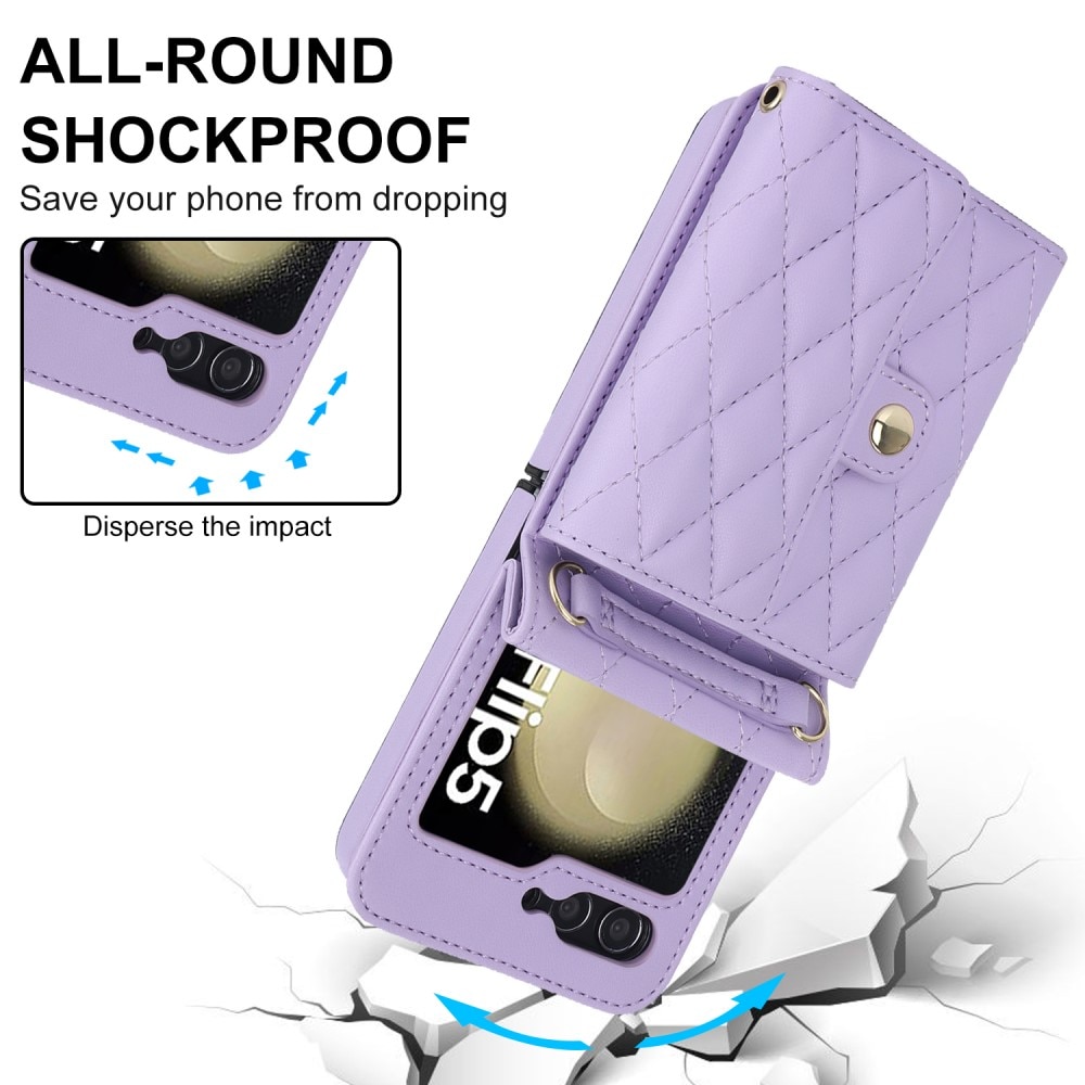 RFID-blocking Lompakkolaukku Samsung Galaxy Z Flip 5 Quilted liila