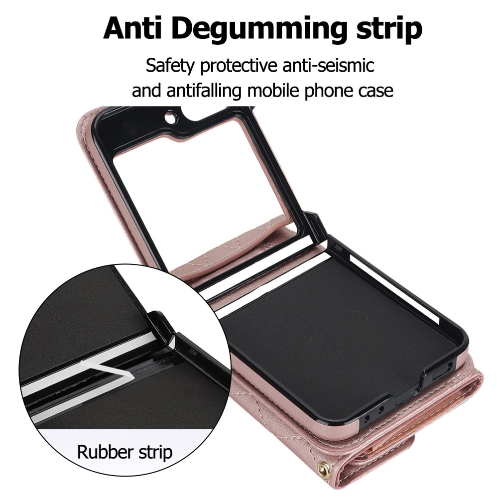 RFID-blocking Lompakkolaukku Samsung Galaxy Z Flip 5 Quilted ruusukulta