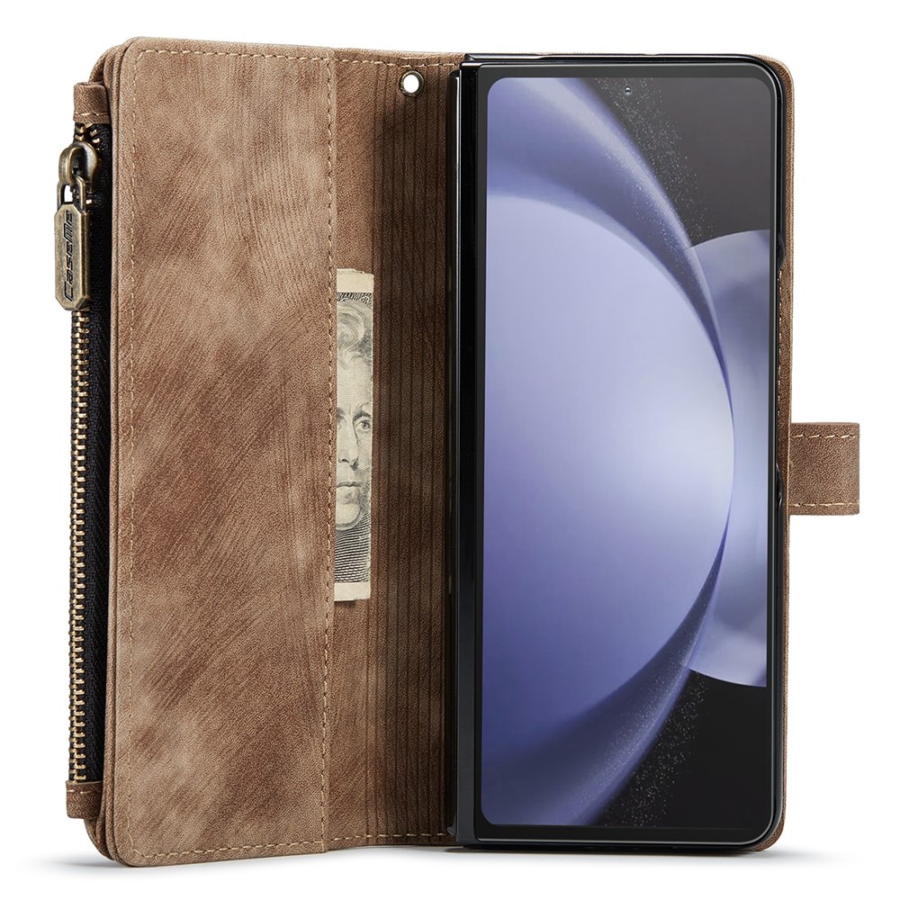 Zipper Wallet Samsung Galaxy Z Fold 5 ruskea