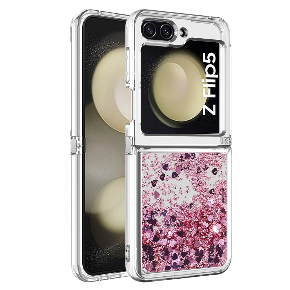 Glitter Powder TPU Kuori Samsung Galaxy Z Flip 5 vaaleanpunainen