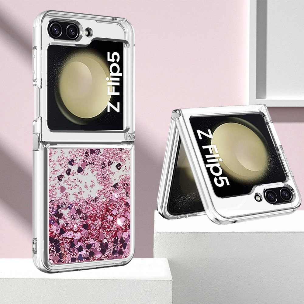 Glitter Powder TPU Kuori Samsung Galaxy Z Flip 5 vaaleanpunainen