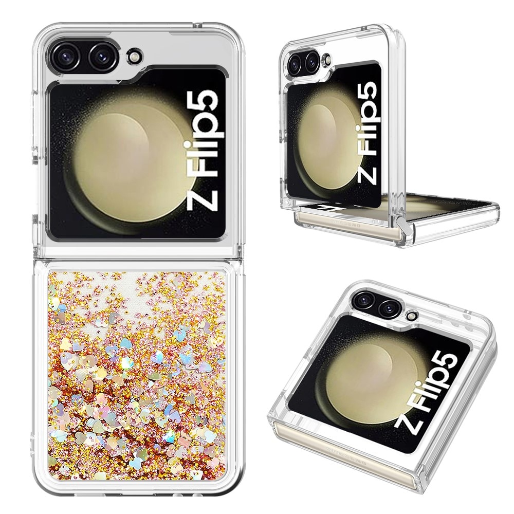 Glitter Powder TPU Kuori Samsung Galaxy Z Flip 5 kulta