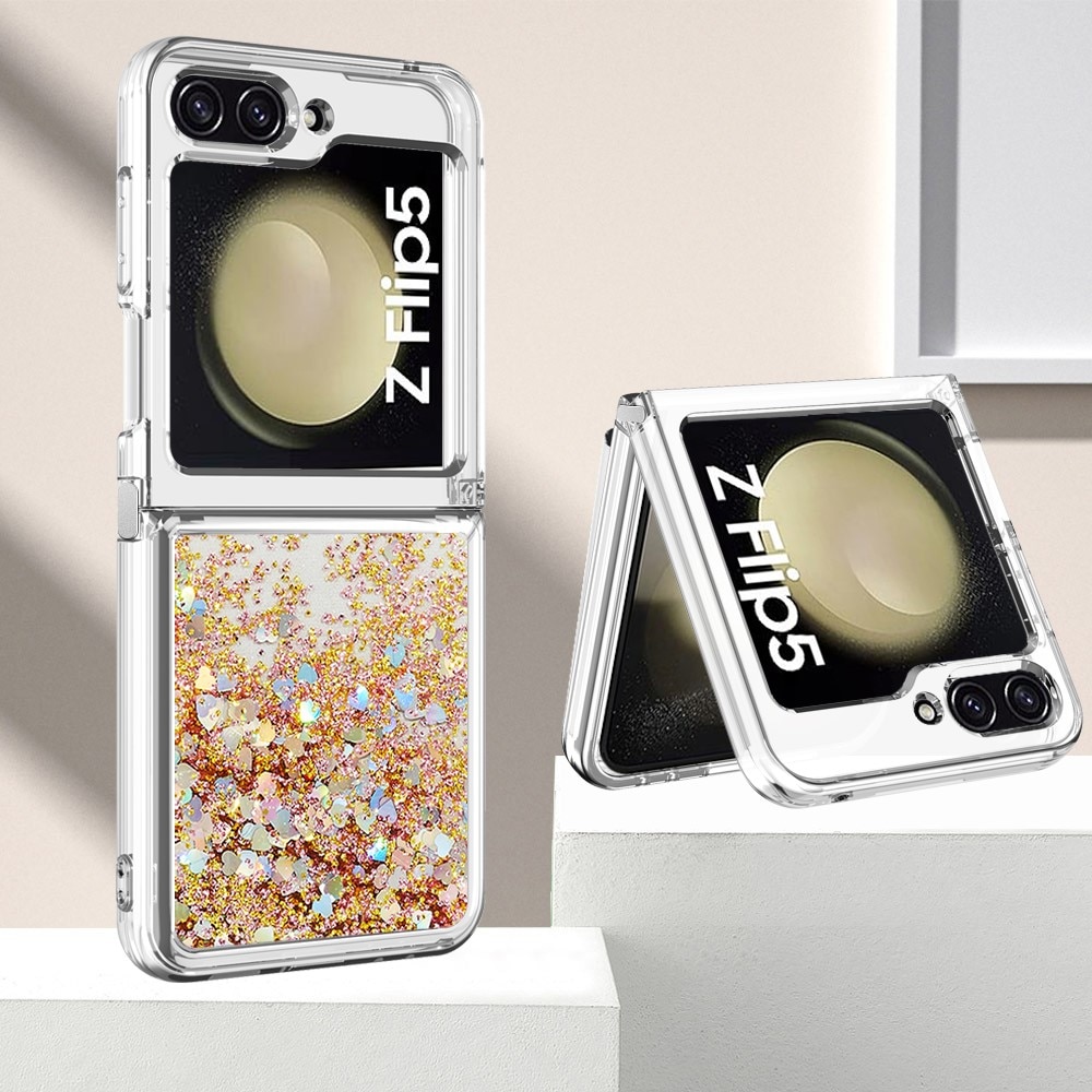 Glitter Powder TPU Kuori Samsung Galaxy Z Flip 5 kulta