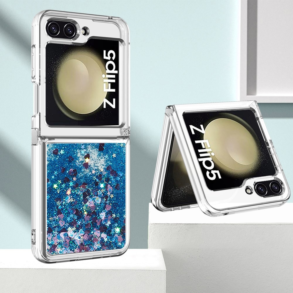 Glitter Powder TPU Kuori Samsung Galaxy Z Flip 5 sininen