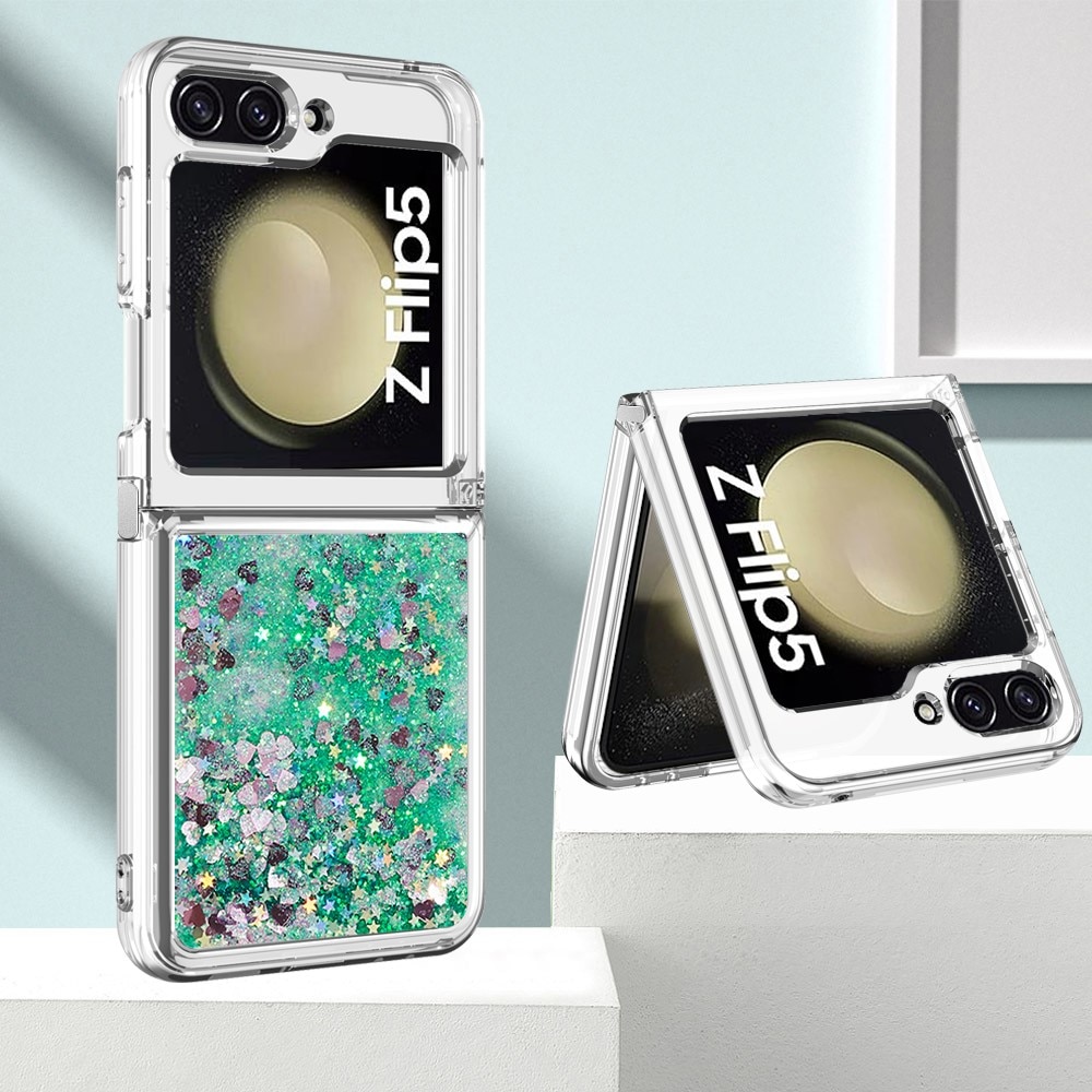 Glitter Powder TPU Kuori Samsung Galaxy Z Flip 5 vihreä
