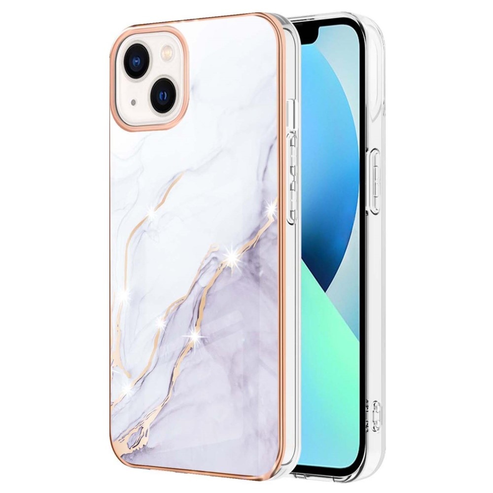 TPU suojakuori iPhone 15 Plus valkoista marmoria