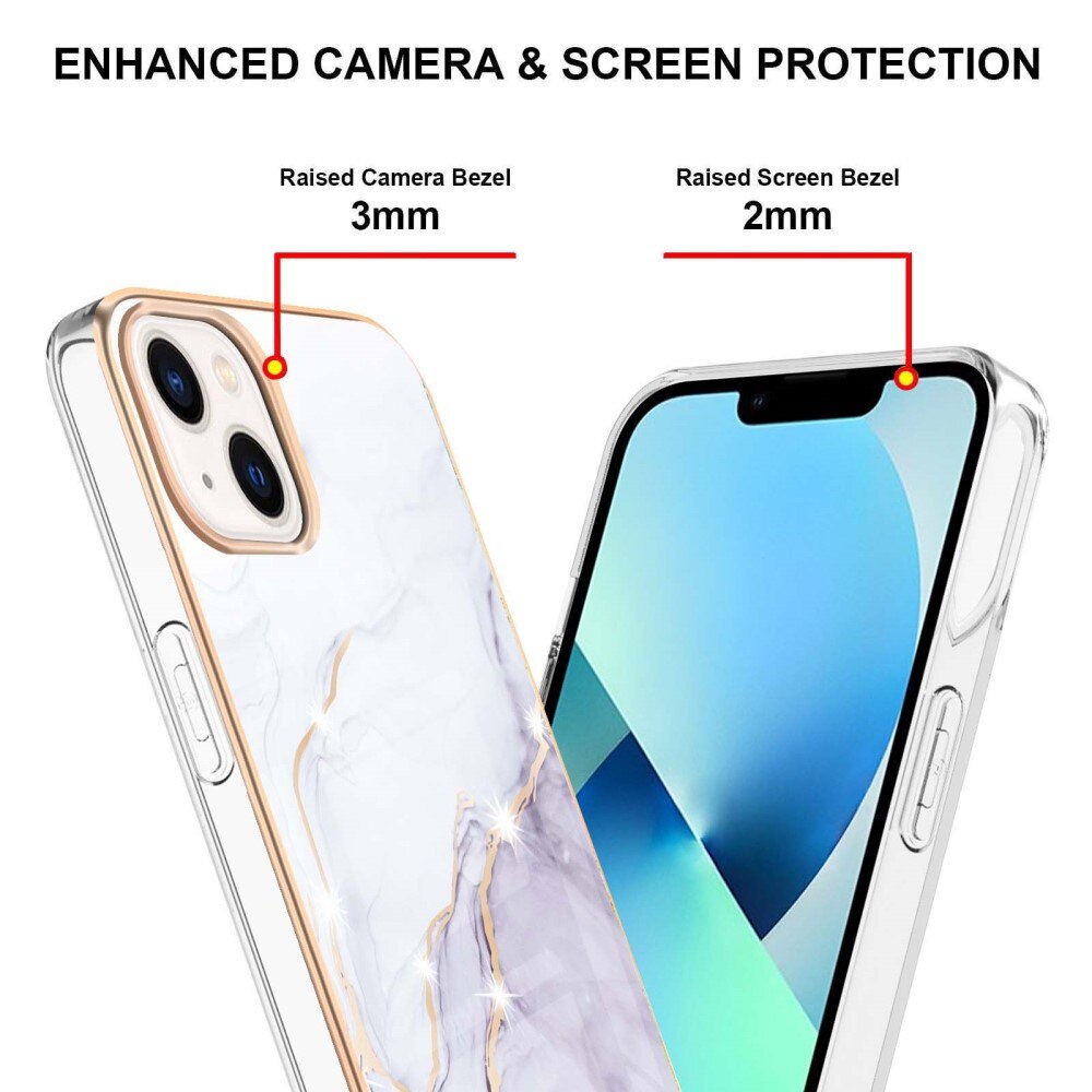 TPU suojakuori iPhone 15 Plus valkoista marmoria