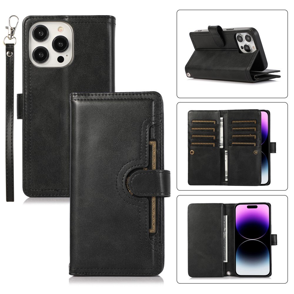 Suojakotelo Zipper Multi-slot iPhone 15 Pro Max musta