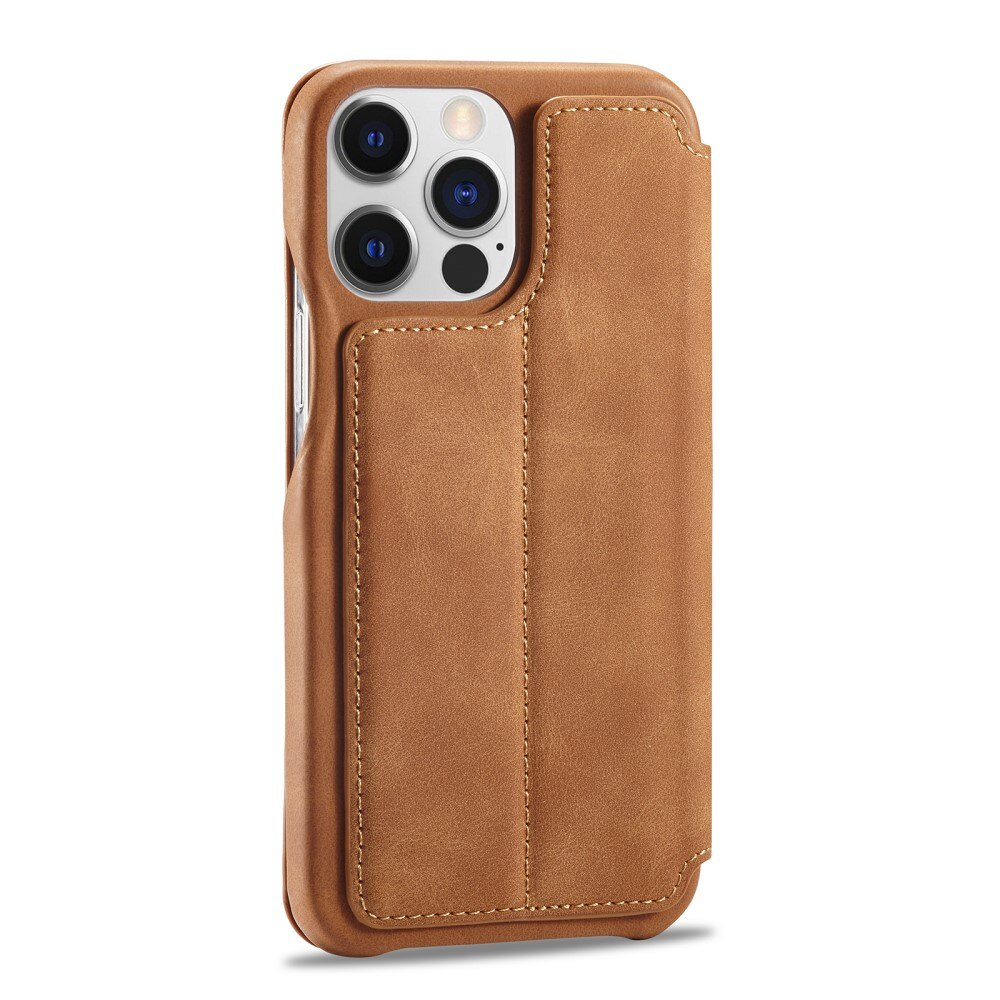 Slim Lompakkokotelot iPhone 15 Pro cognac