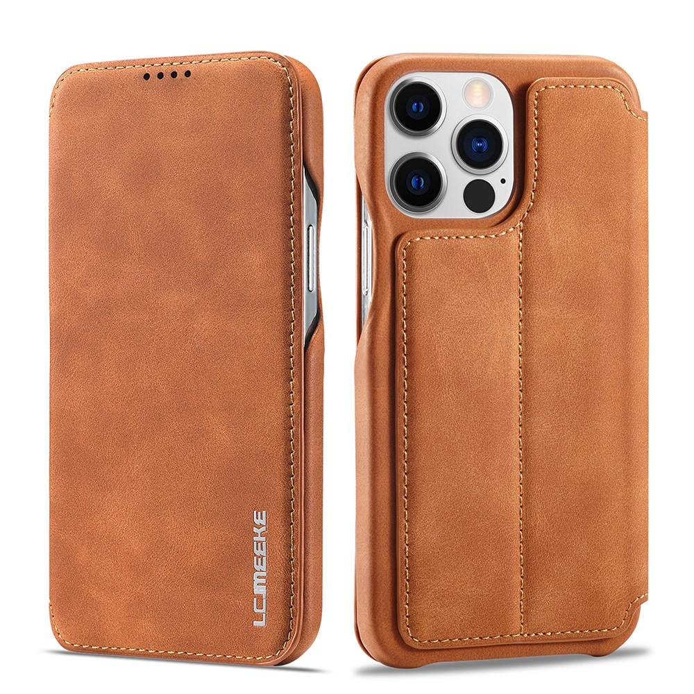 Slim Lompakkokotelot iPhone 15 Pro cognac