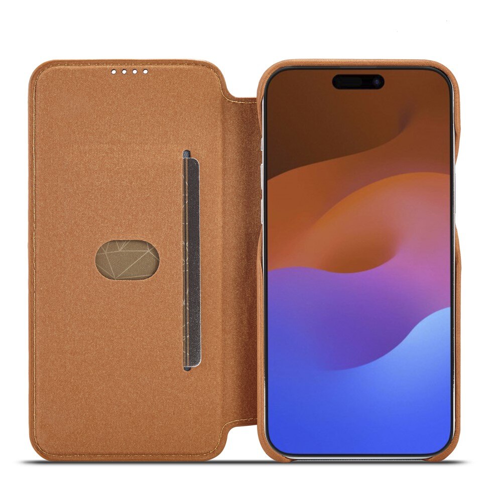 Slim Lompakkokotelot iPhone 15 Pro cognac