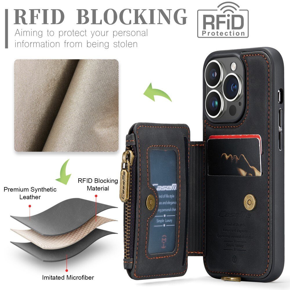 Multi-slot RFID-blocking Kuori iPhone 15 Pro musta