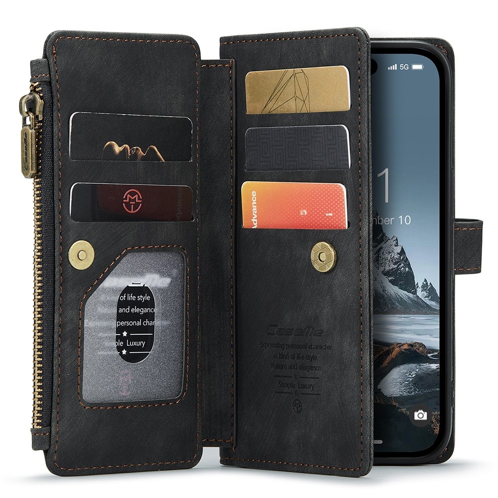 Zipper Wallet iPhone 15 Pro Max musta