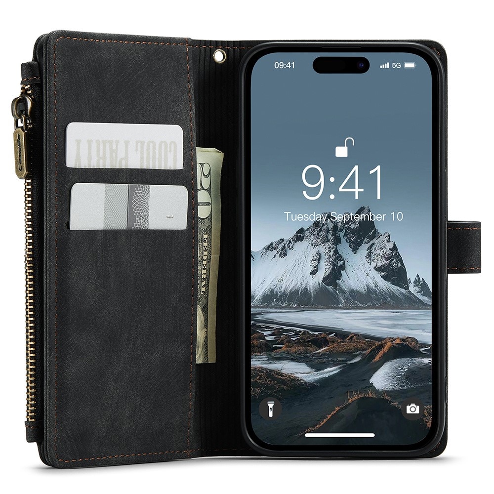 Zipper Wallet iPhone 15 Pro Max musta