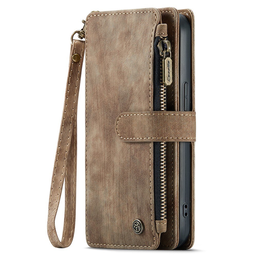 Zipper Wallet Apple iPhone 15 Plus Ruskea