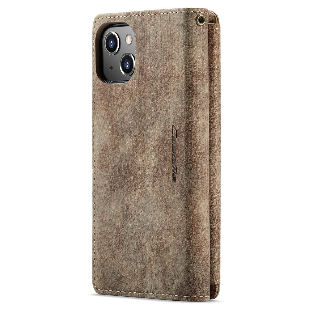 Zipper Wallet Apple iPhone 15 Plus Ruskea
