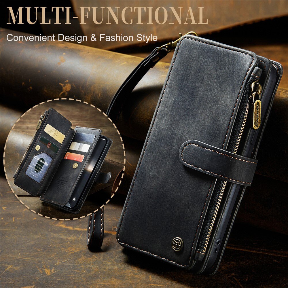 Zipper Wallet iPhone 15 Musta