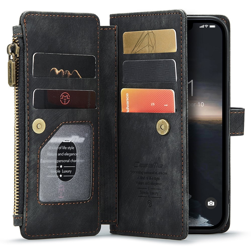 Zipper Wallet iPhone 15 Musta