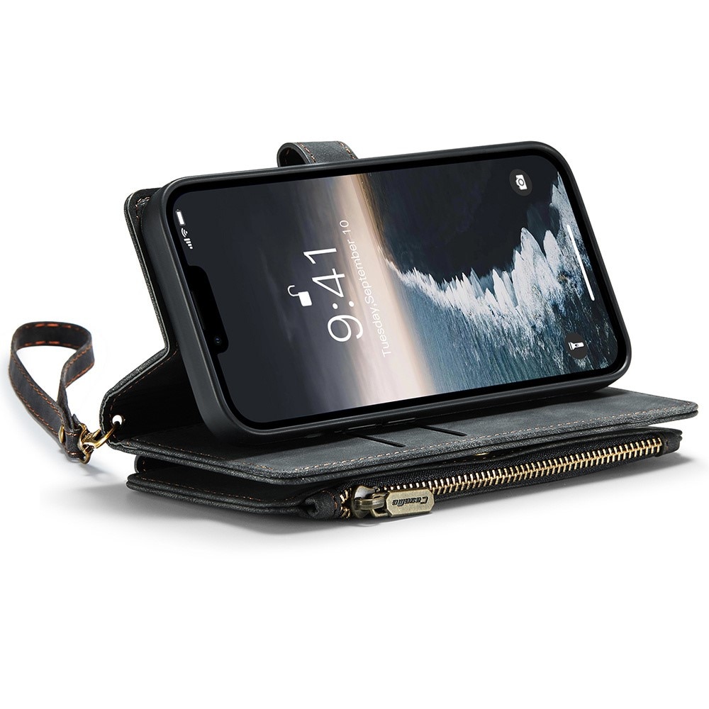 Zipper Wallet iPhone 15 Musta