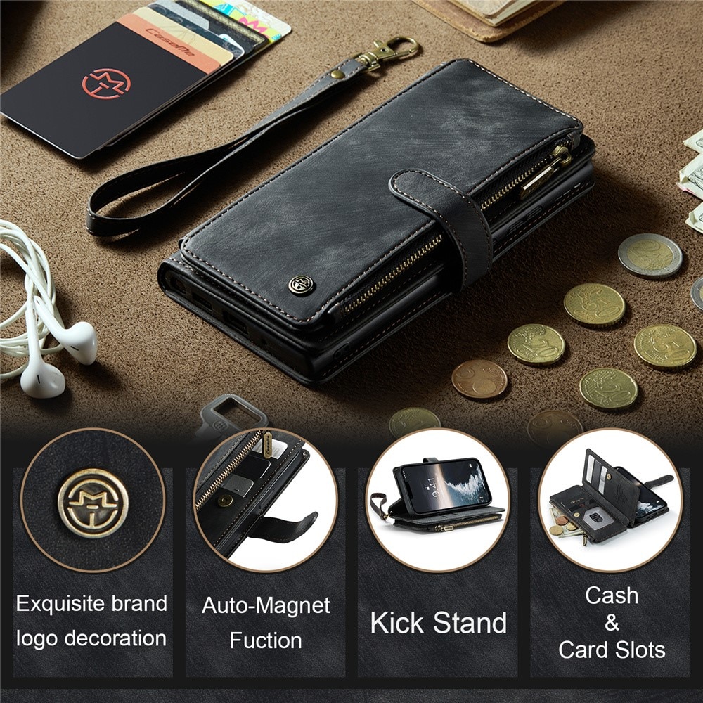 Zipper Wallet iPhone 15 Musta