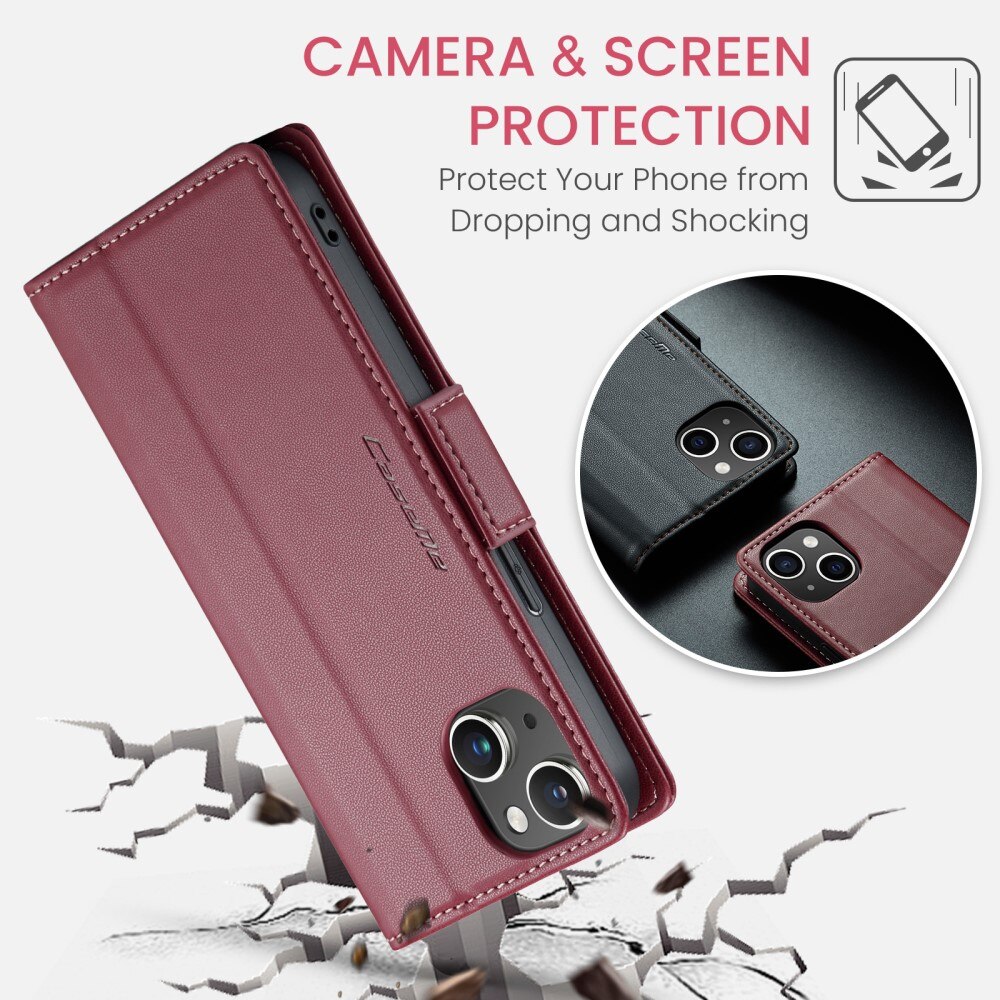 RFID Slim Lompakkokotelo iPhone 15 Punainen