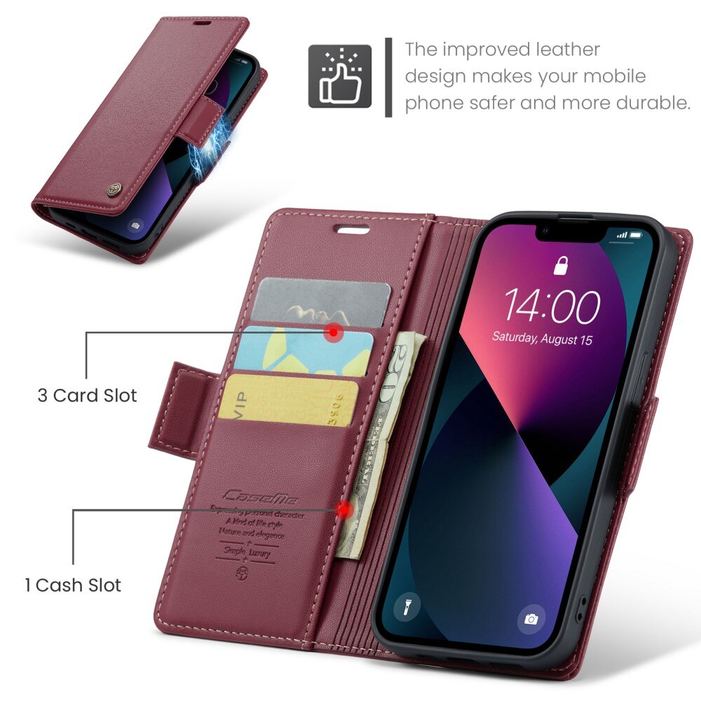 RFID Slim Lompakkokotelo iPhone 15 Punainen