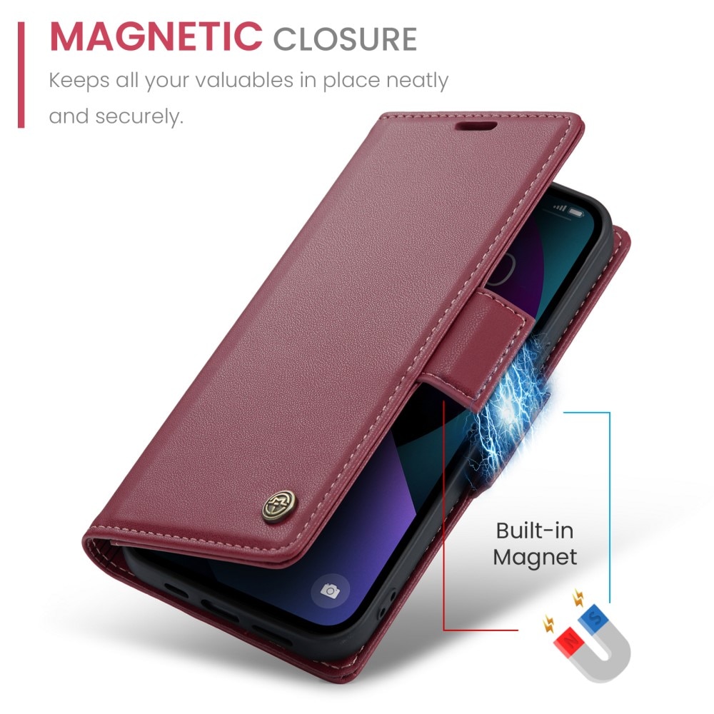 RFID-blocking Slim Lompakkokotelo iPhone 15 punainen