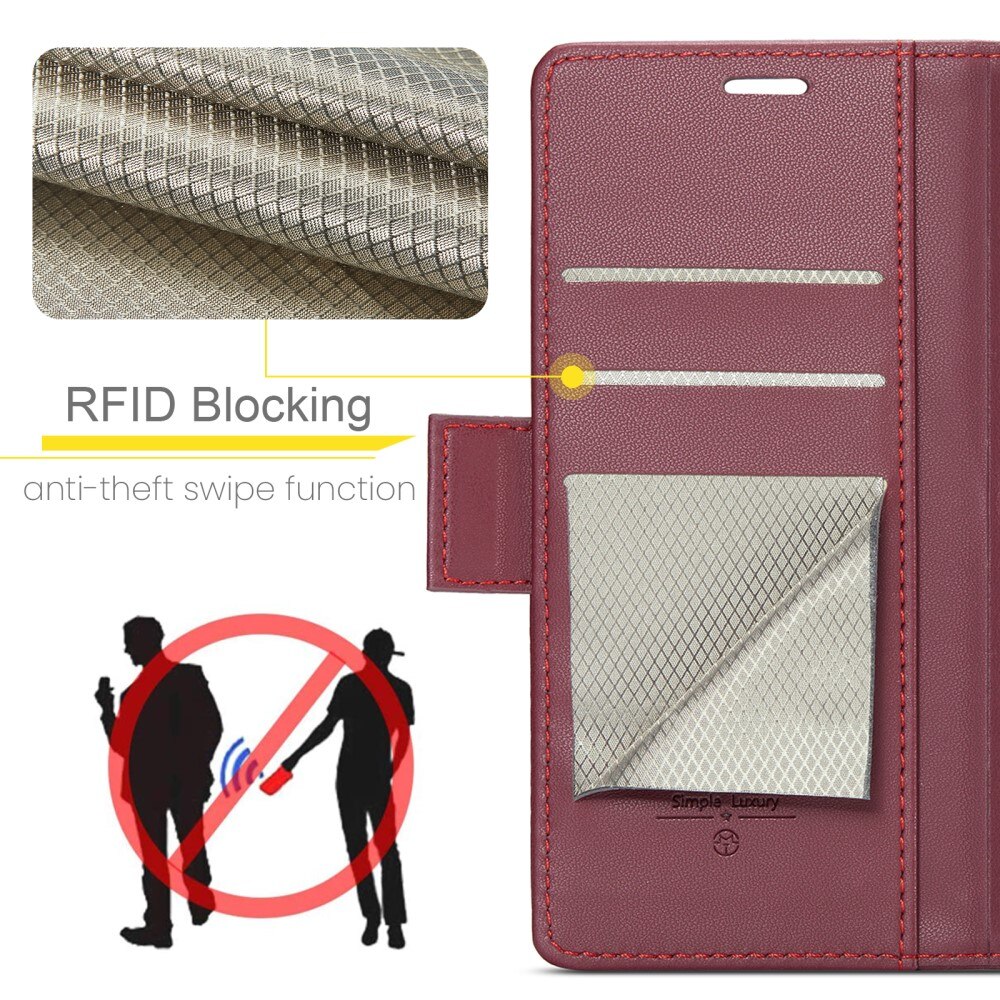 RFID-blocking Slim Lompakkokotelo iPhone 15 punainen