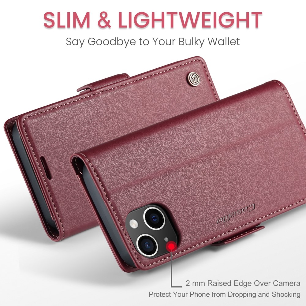 RFID-blocking Slim Lompakkokotelo iPhone 15 punainen