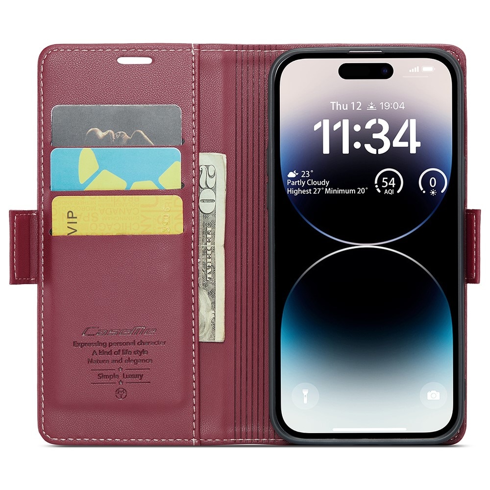 RFID-blocking Slim Lompakkokotelo iPhone 15 Pro punainen