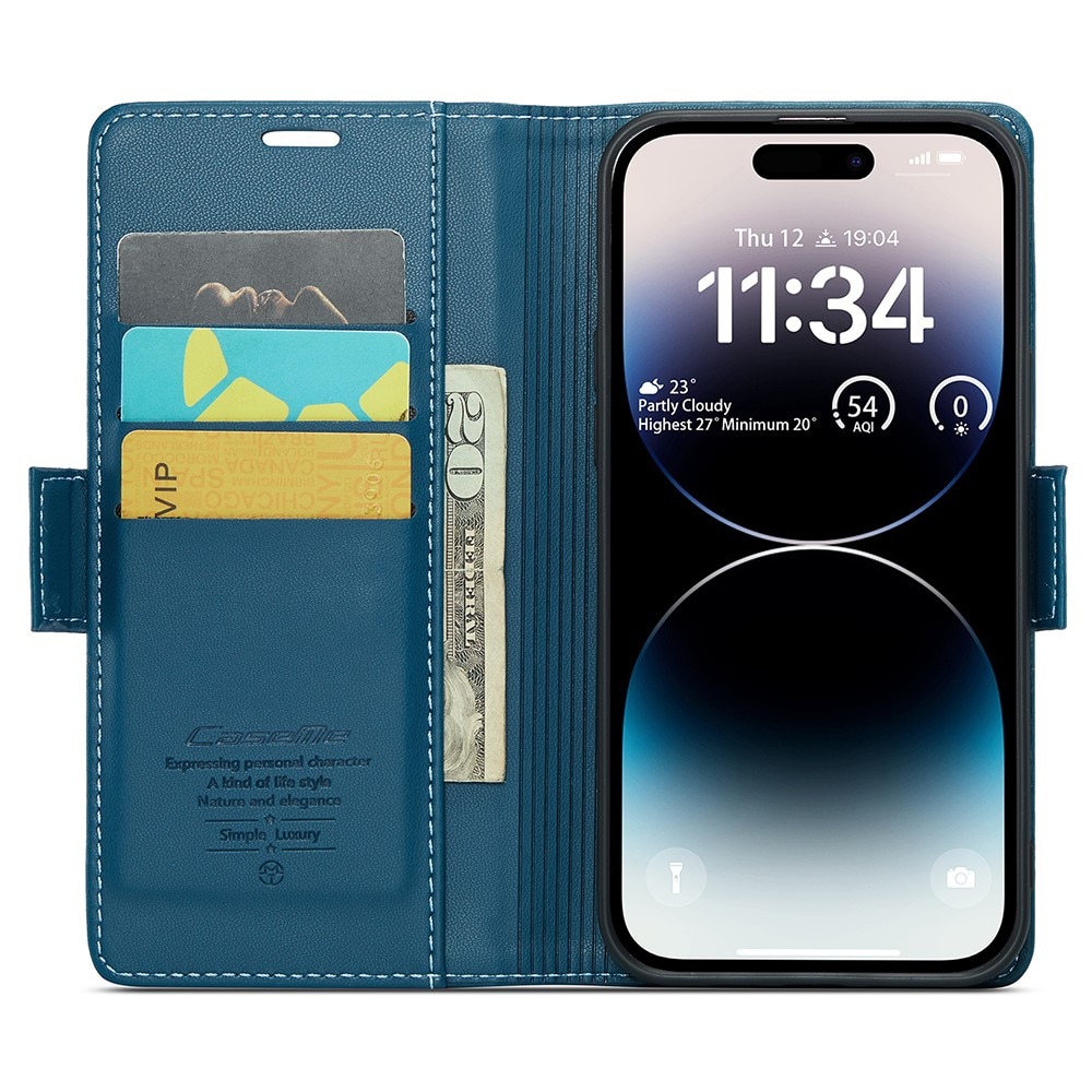 RFID-blocking Slim Lompakkokotelo iPhone 15 Pro sininen