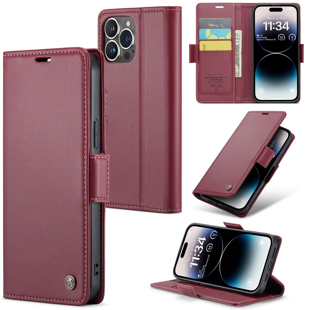 RFID Slim Lompakkokotelo iPhone 15 Pro Max Punainen