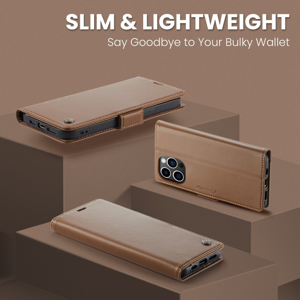 RFID Slim Lompakkokotelo iPhone 15 Pro Max Ruskea