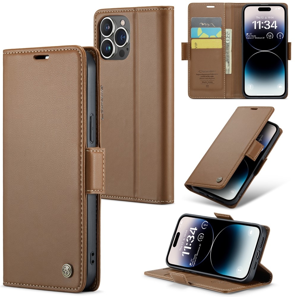 RFID Slim Lompakkokotelo iPhone 15 Pro Max Ruskea