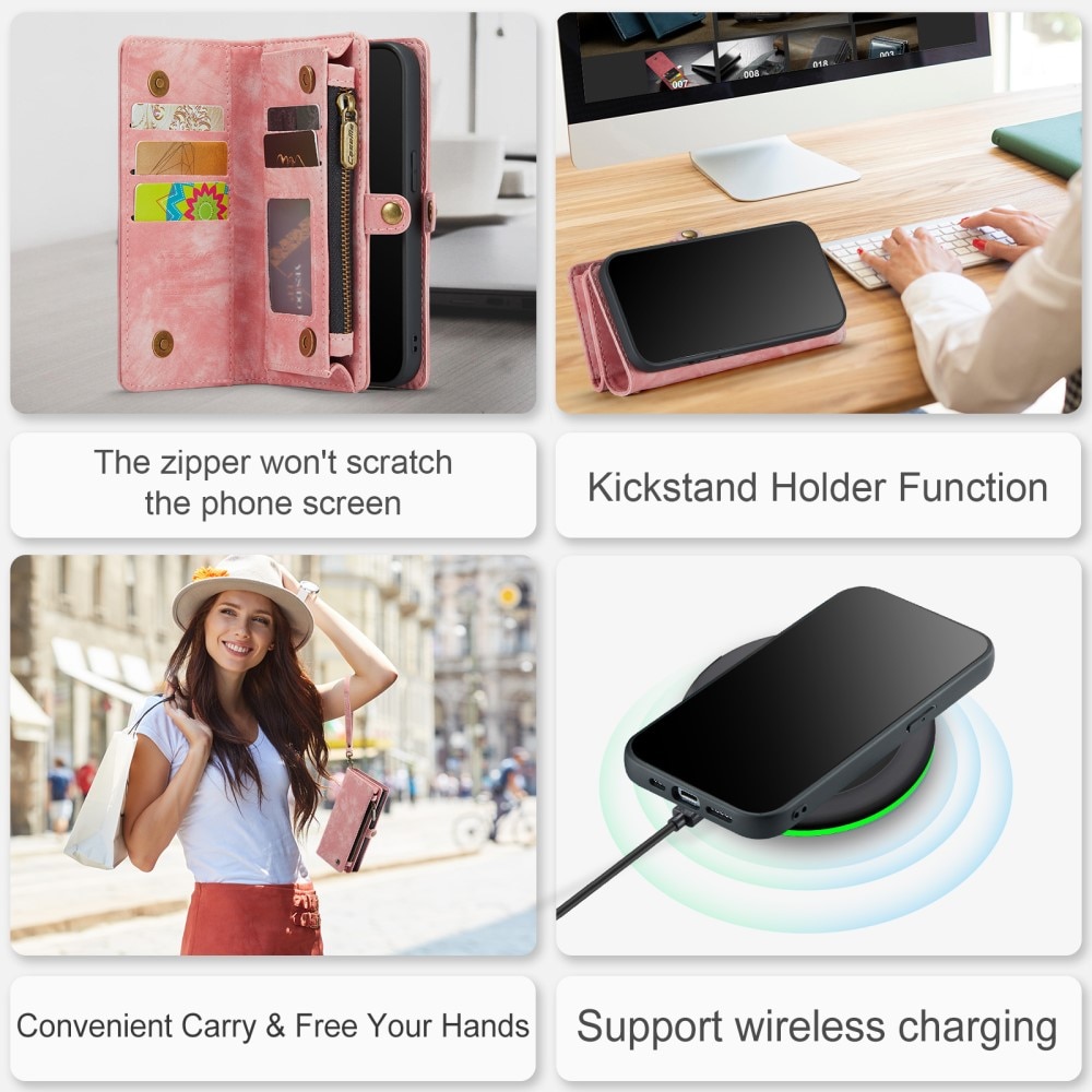 Multi-slot Suojakotelo iPhone 15 Pro Max vaaleanpunainen