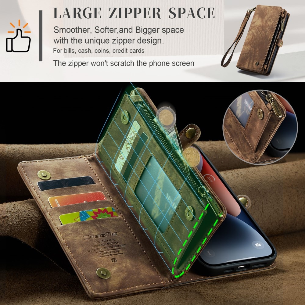 Multi-slot Suojakotelo iPhone 15 Ruskea