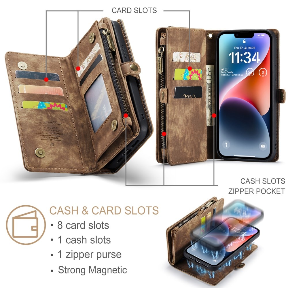 Multi-slot Suojakotelo iPhone 15 Ruskea