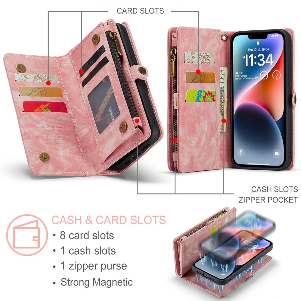Multi-slot Suojakotelo iPhone 15 vaaleanpunainen