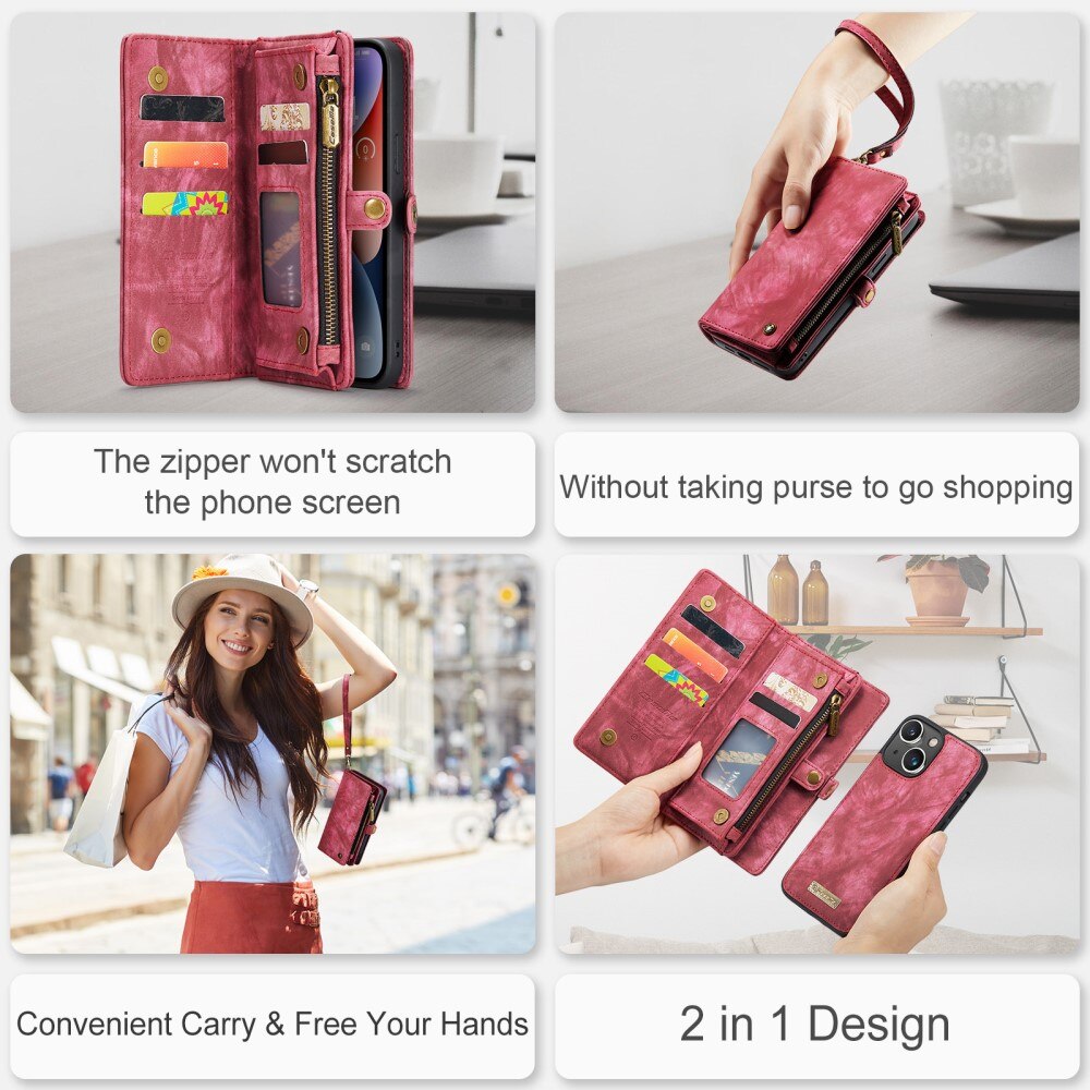 Multi-slot Suojakotelo iPhone 15 Plus Punainen