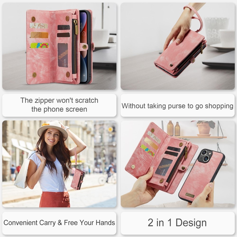 Multi-slot Suojakotelo iPhone 15 Plus vaaleanpunainen