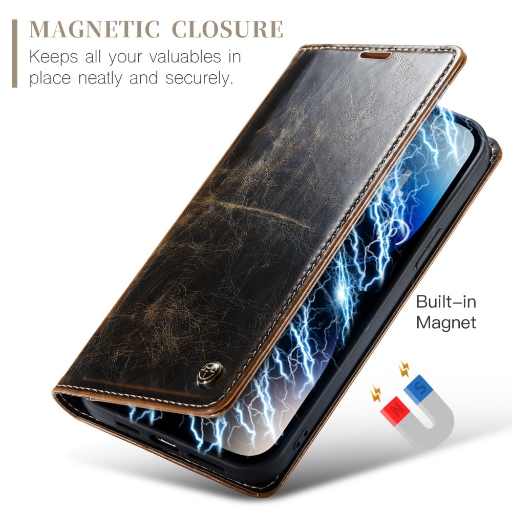 Leather Wallet iPhone 15 Pro ruskea