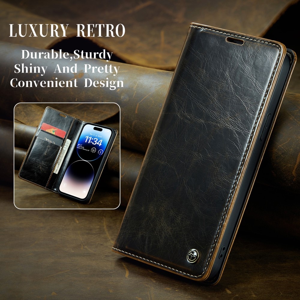 Leather Wallet iPhone 15 Pro Max ruskea