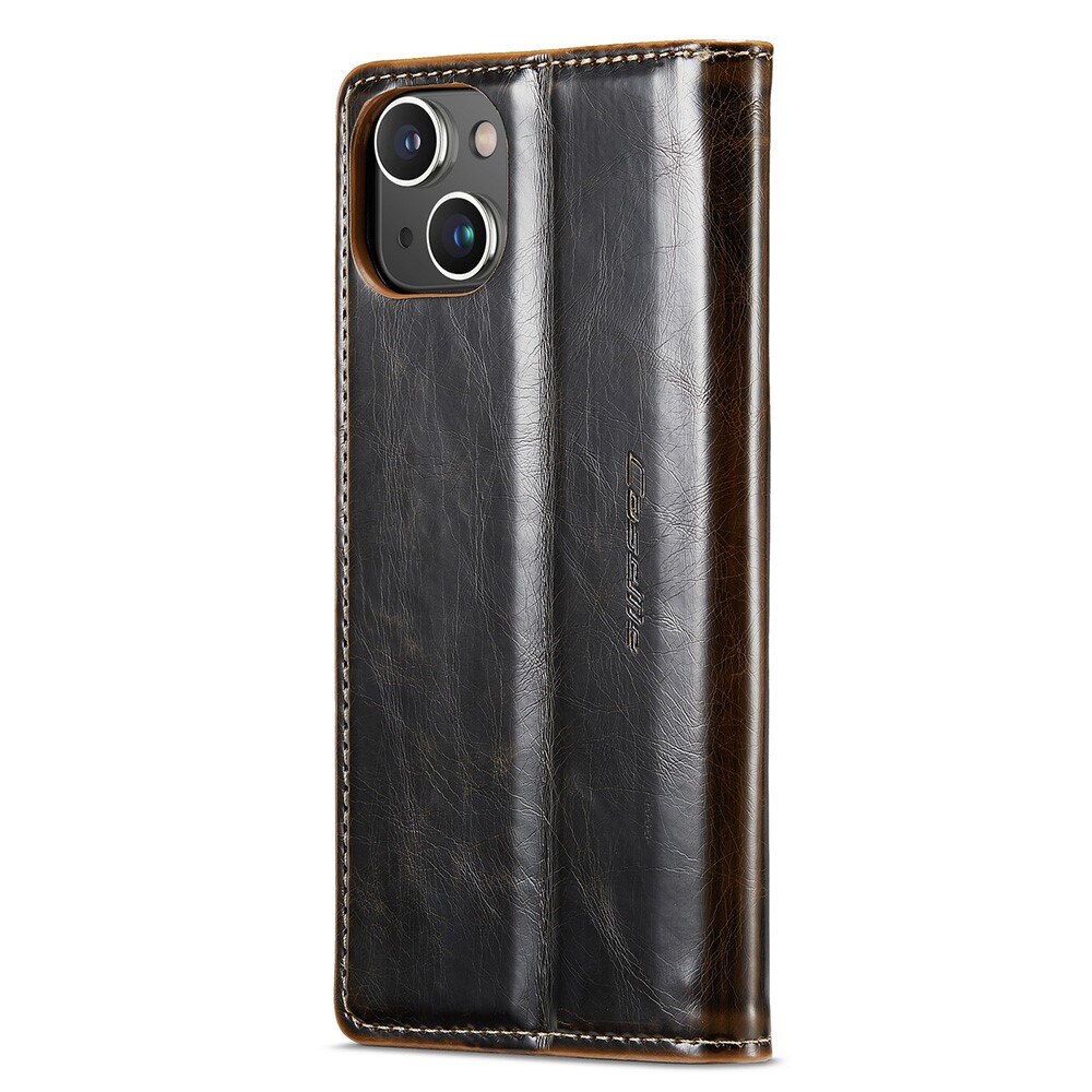 Leather Wallet iPhone 15 ruskea