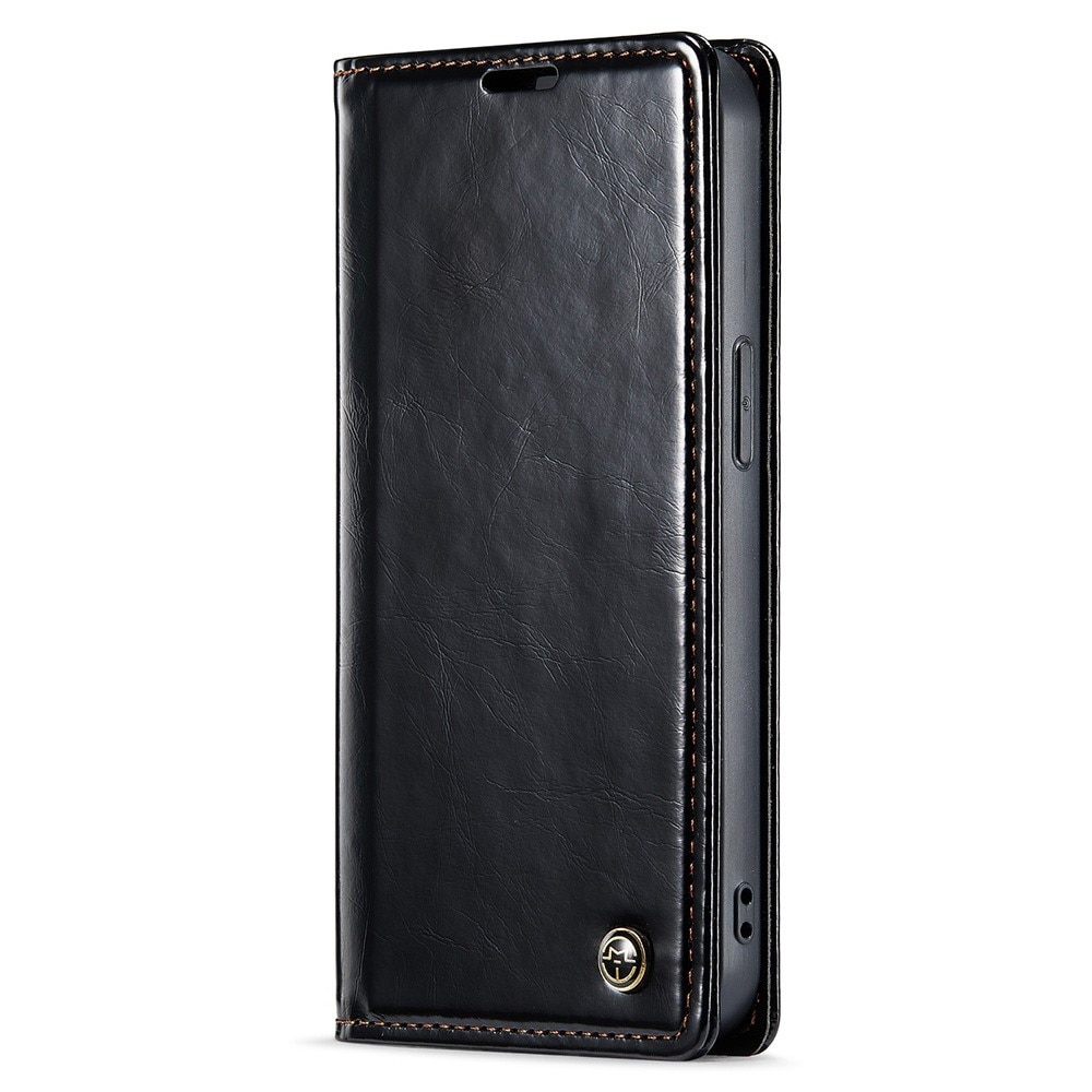 Leather Wallet iPhone 15 musta