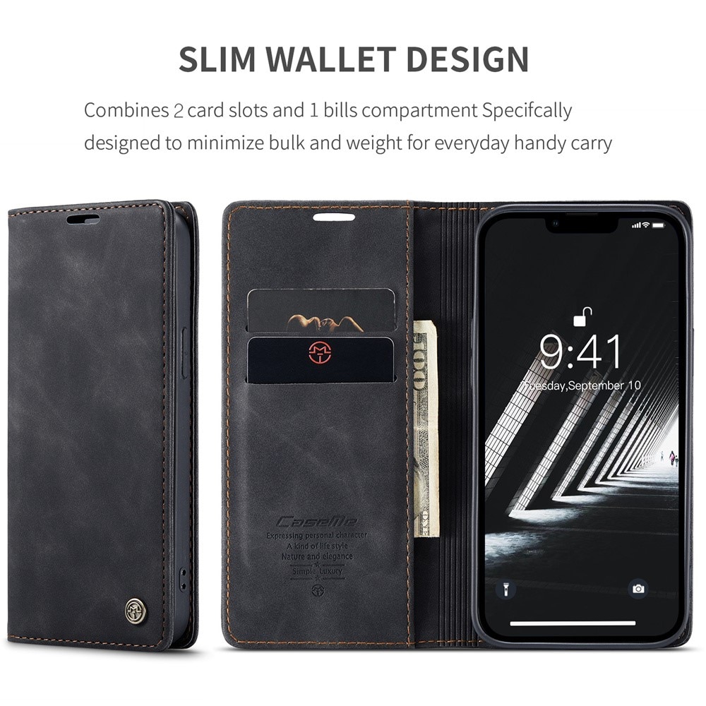 Slim Lompakkokotelo iPhone 15 Plus musta
