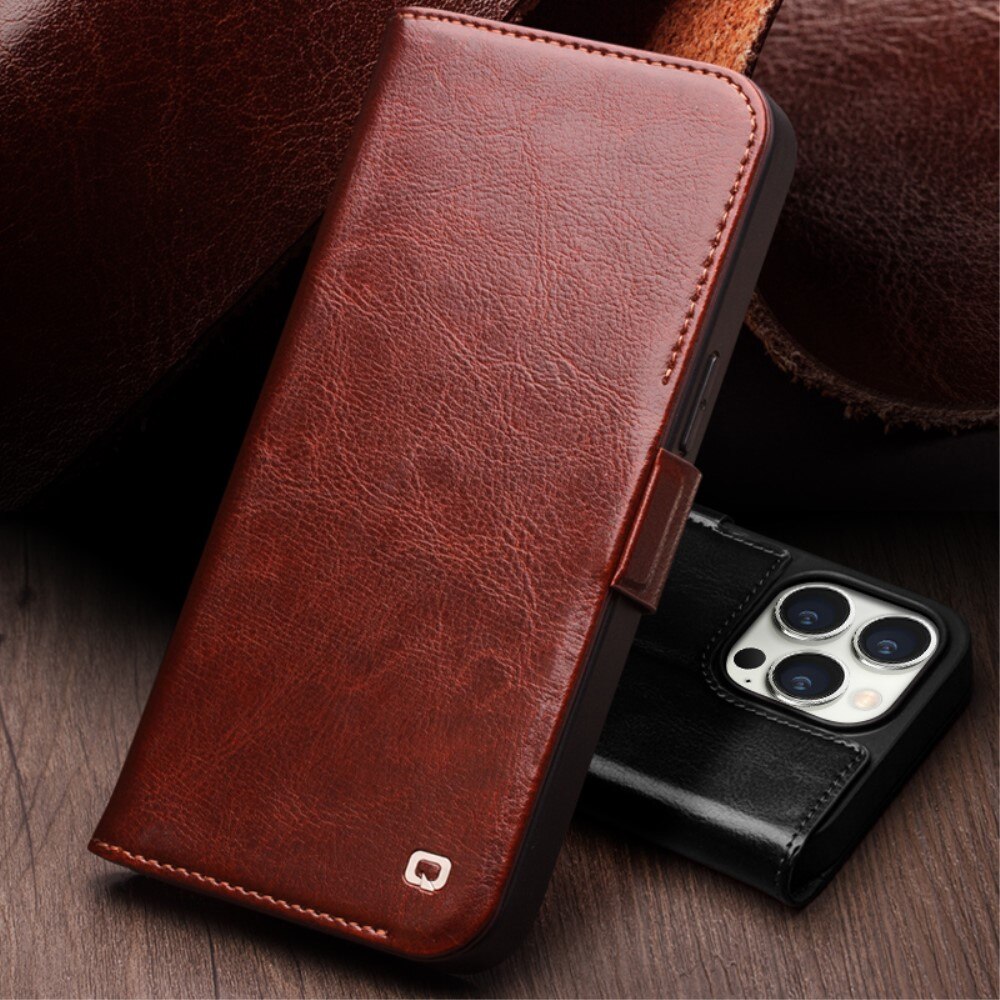 Leather Wallet Case iPhone 15 Pro Max Brown