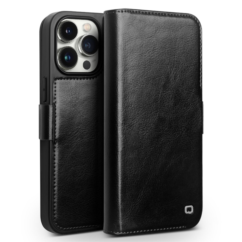 Leather Wallet Case iPhone 15 Pro Max Black
